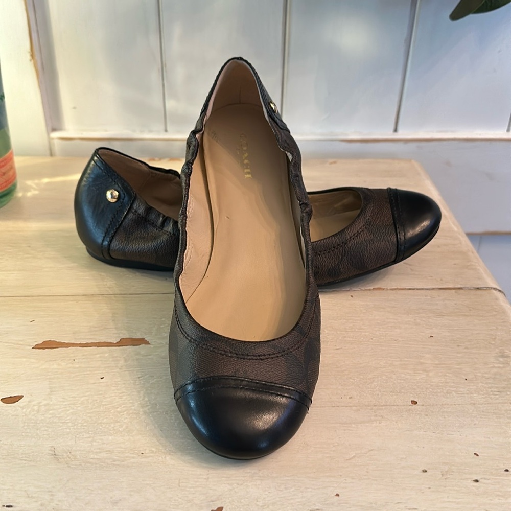 Coach brown leather flats